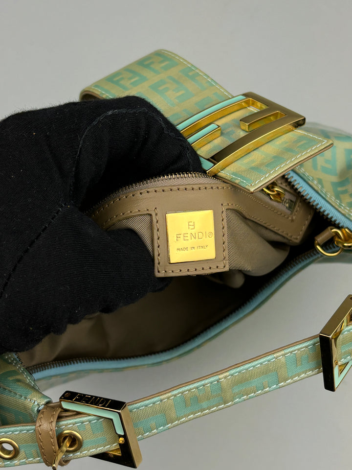 vintage fendi croissant mint monogram women bag, second hand fendi damen schultertasche
