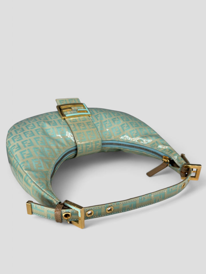 vintage fendi croissant mint monogram women bag, second hand fendi damen schultertasche