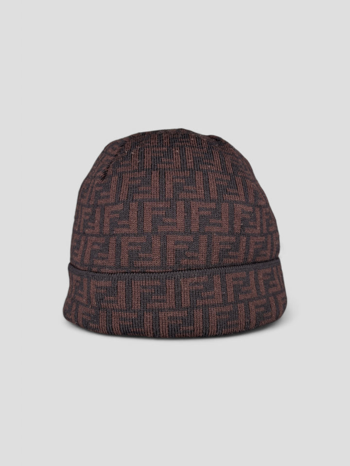 vintage fendi unisex beanie braun. second hand fendi hat brown