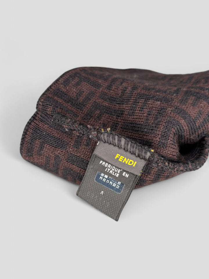 vintage fendi unisex beanie braun. second hand fendi hat brown