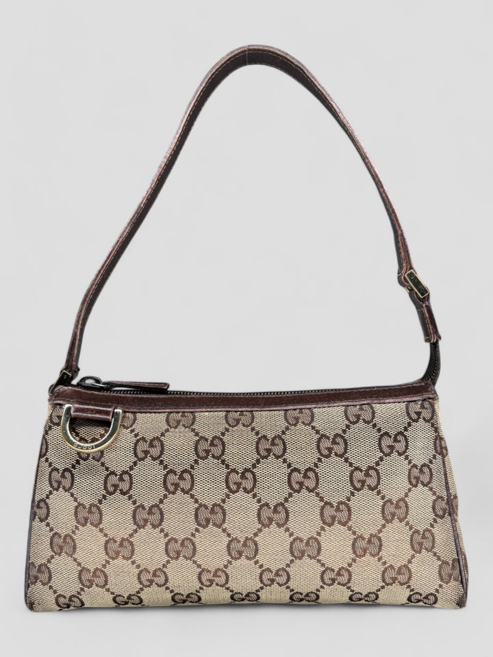 vintage gucci d ring baguette handtasche, second hand gucci women handbag