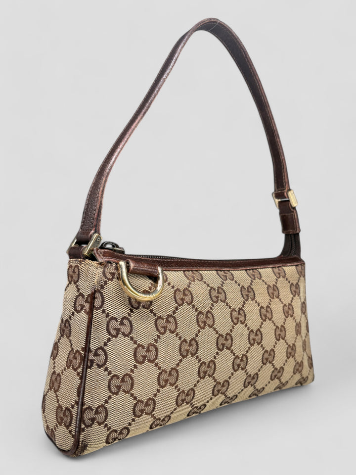 vintage gucci d ring baguette handtasche, second hand gucci women handbag