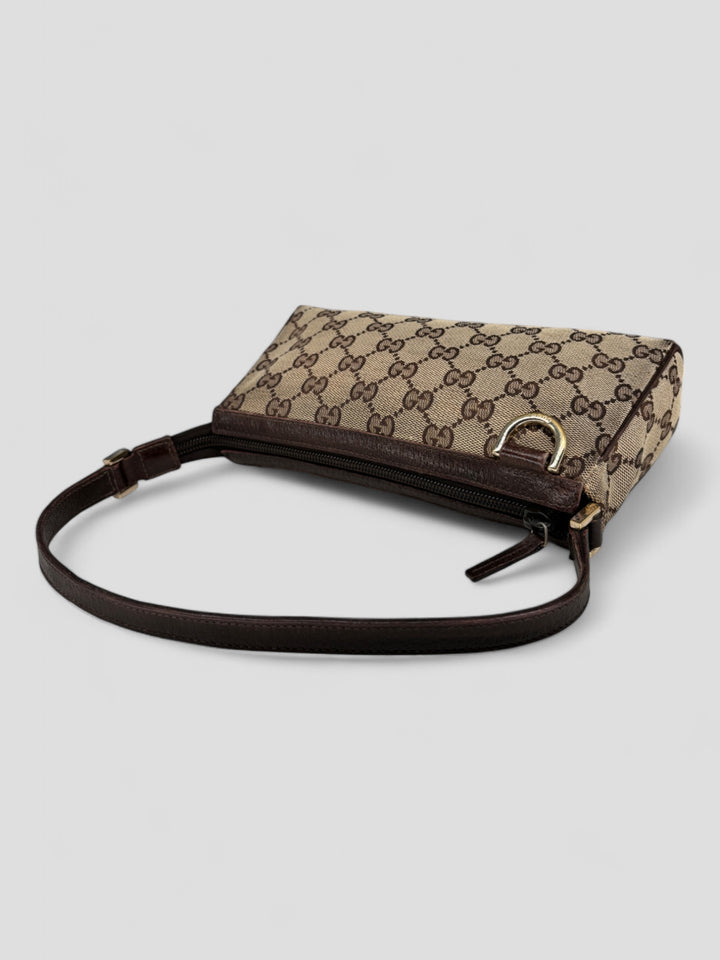 vintage gucci d ring baguette handtasche, second hand gucci women handbag