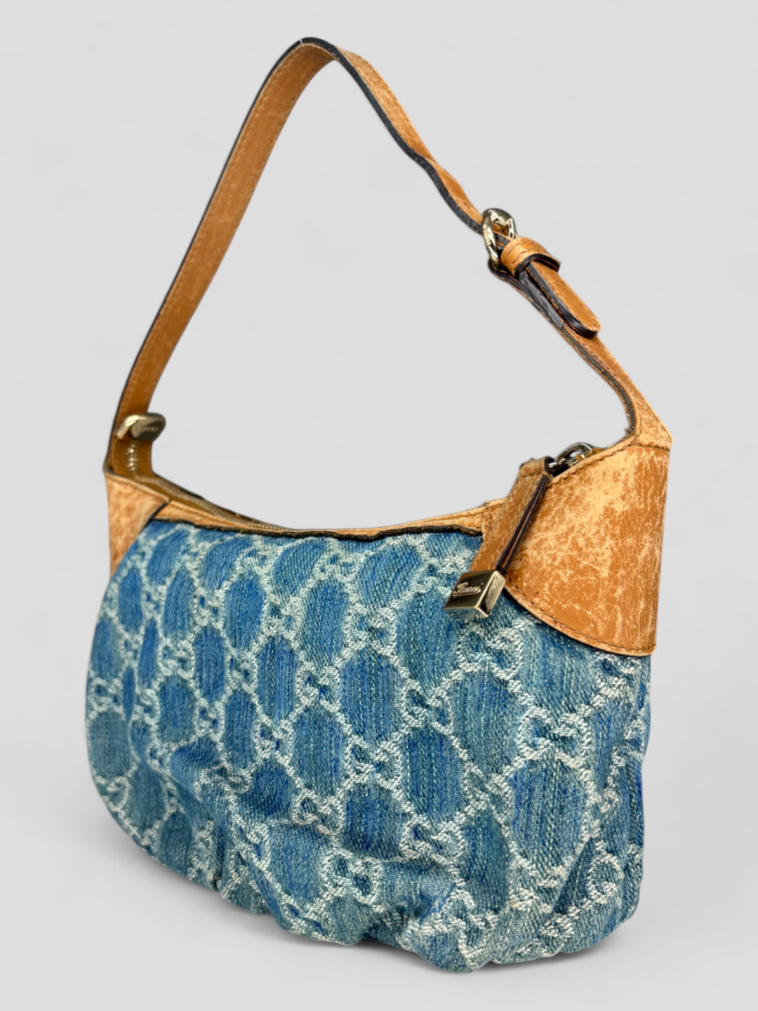 vintage gucci damen denim pochette handtasche, second hand gucci women handbag