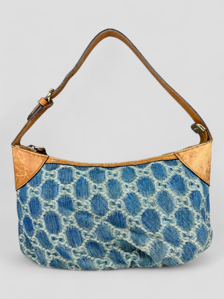 vintage gucci damen denim pochette handtasche, second hand gucci women handbag