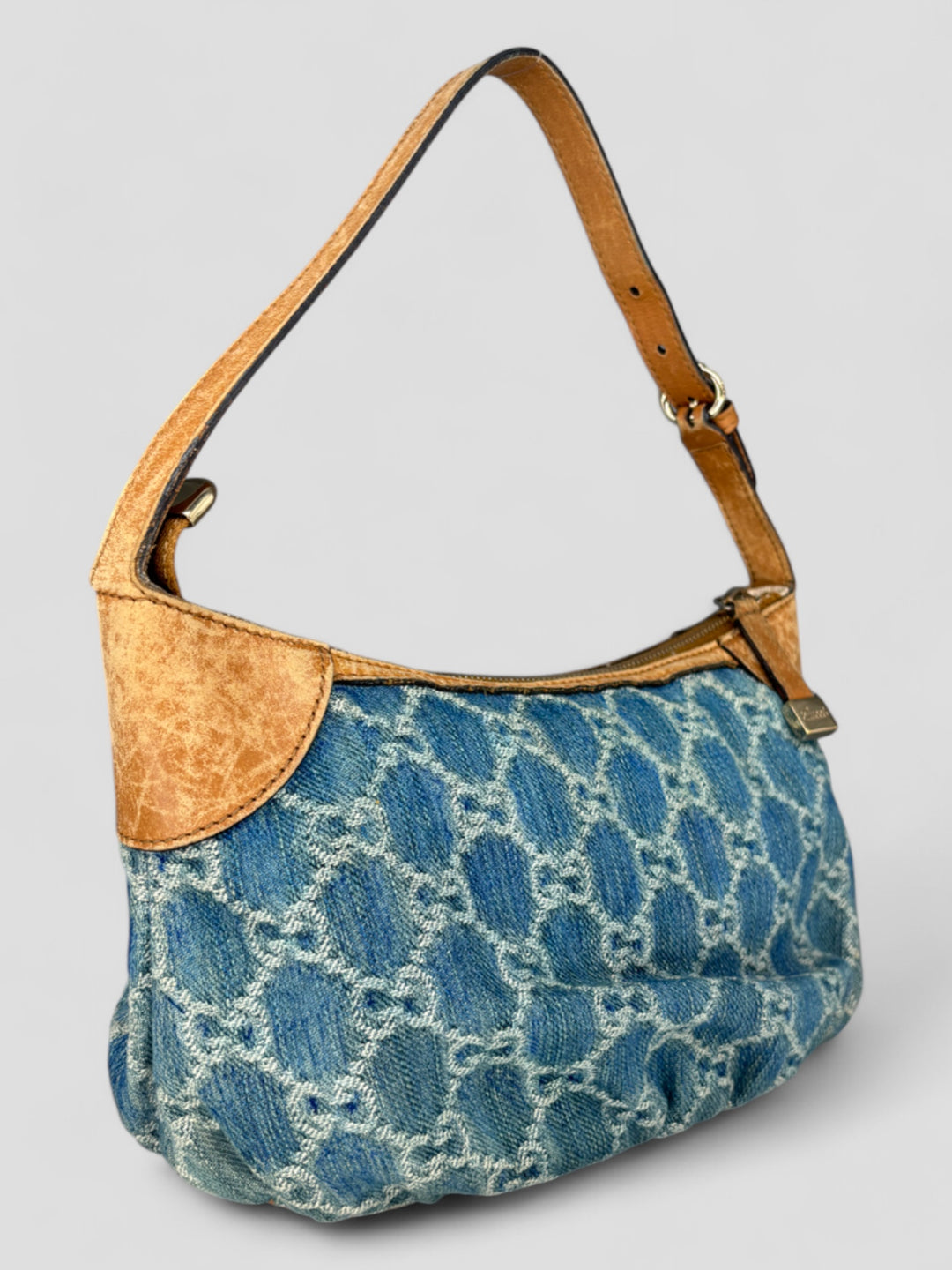 vintage gucci damen denim pochette handtasche, second hand gucci women handbag