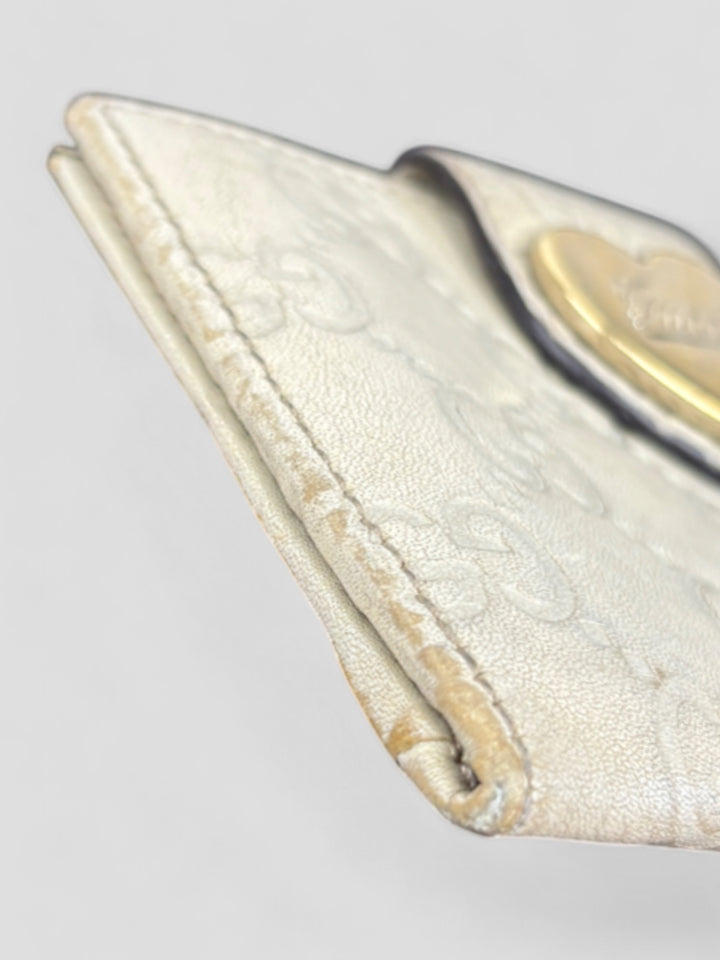 vintage gucci monogram hearthgeldbeutel weiß damen, second hand gucci women wallet