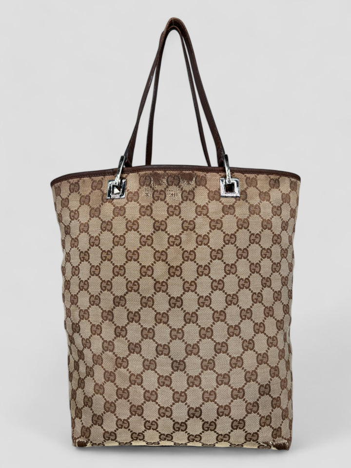 vintage gucci shopper damen schultertasche beige, second hand women gucci shopper bag