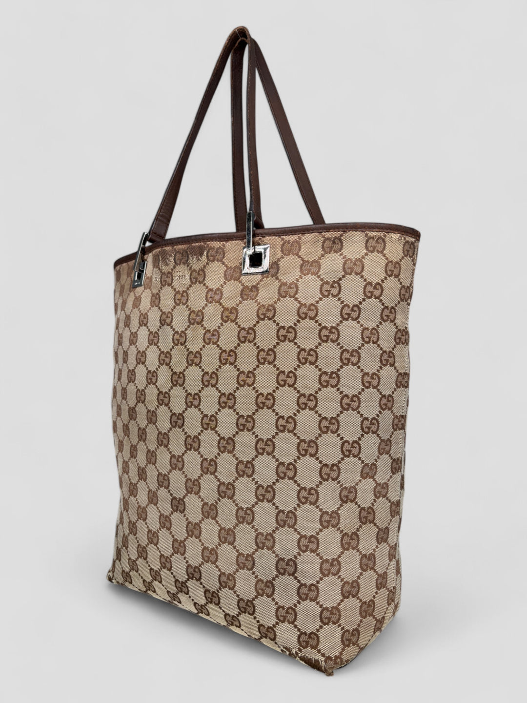 vintage gucci shopper damen schultertasche beige, second hand women gucci shopper bag