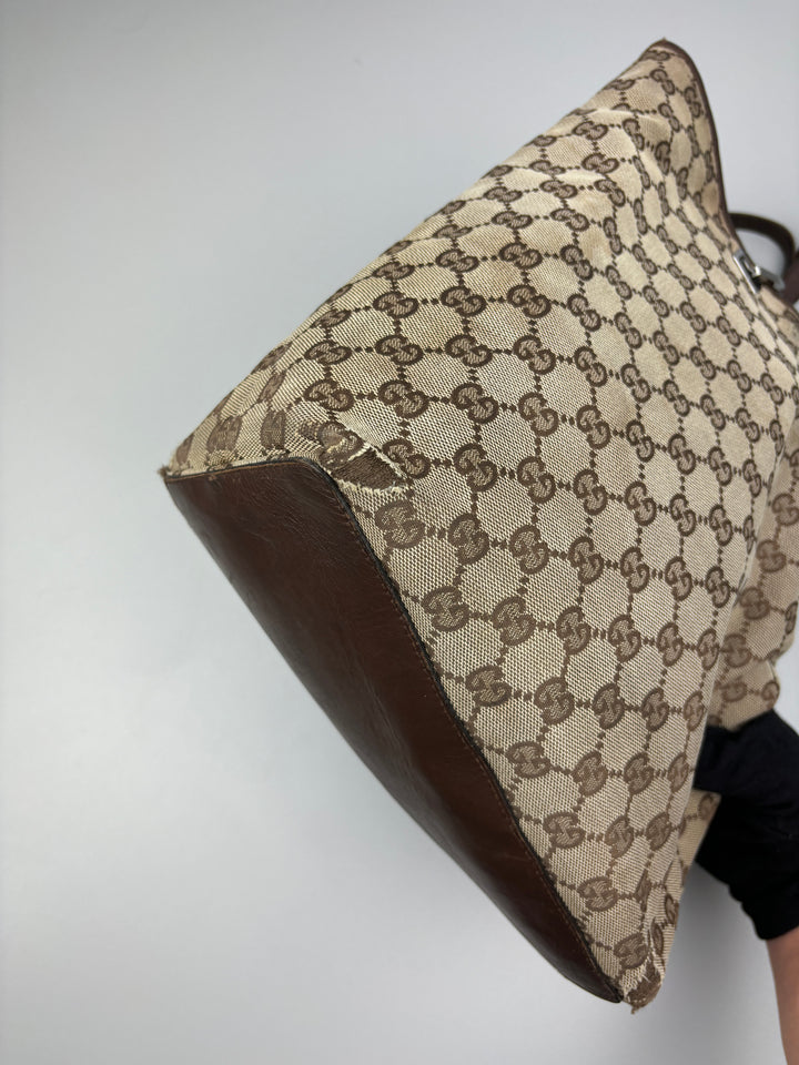 vintage gucci shopper damen schultertasche beige, second hand women gucci shopper bag