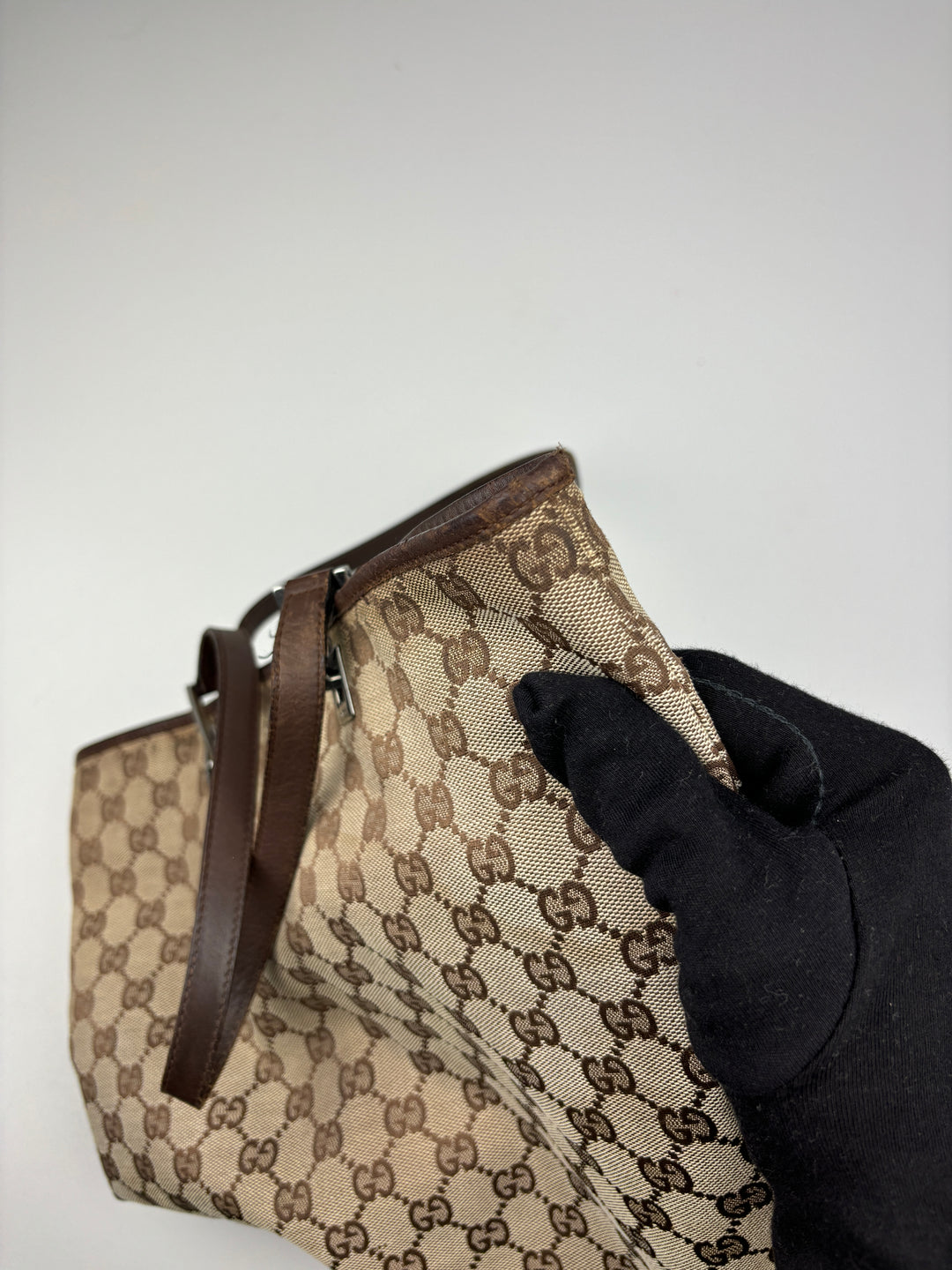 vintage gucci shopper damen schultertasche beige, second hand women gucci shopper bag