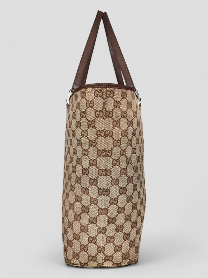vintage gucci shopper damen schultertasche beige, second hand women gucci shopper bag