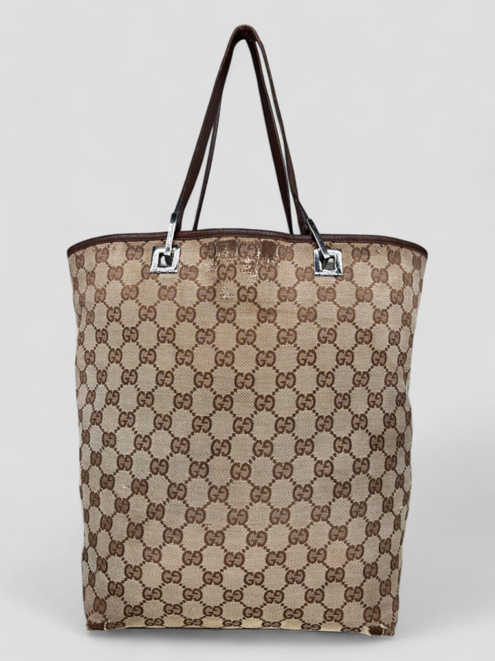 vintage gucci shopper damen schultertasche beige, second hand women gucci shopper bag