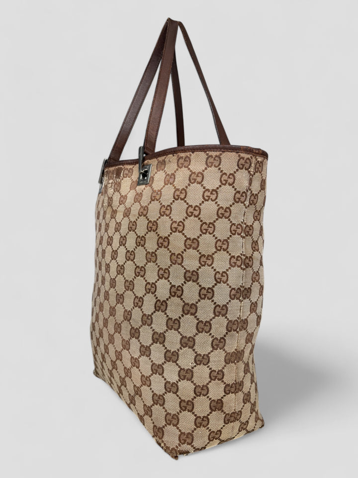vintage gucci shopper damen schultertasche beige, second hand women gucci shopper bag