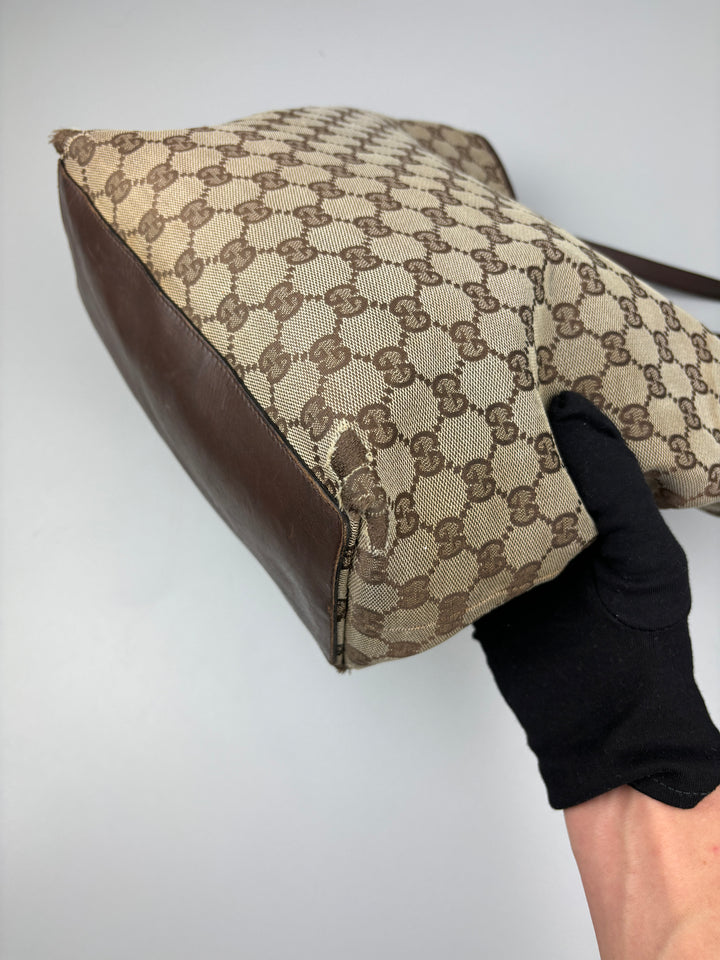 vintage gucci shopper damen schultertasche beige, second hand women gucci shopper bag