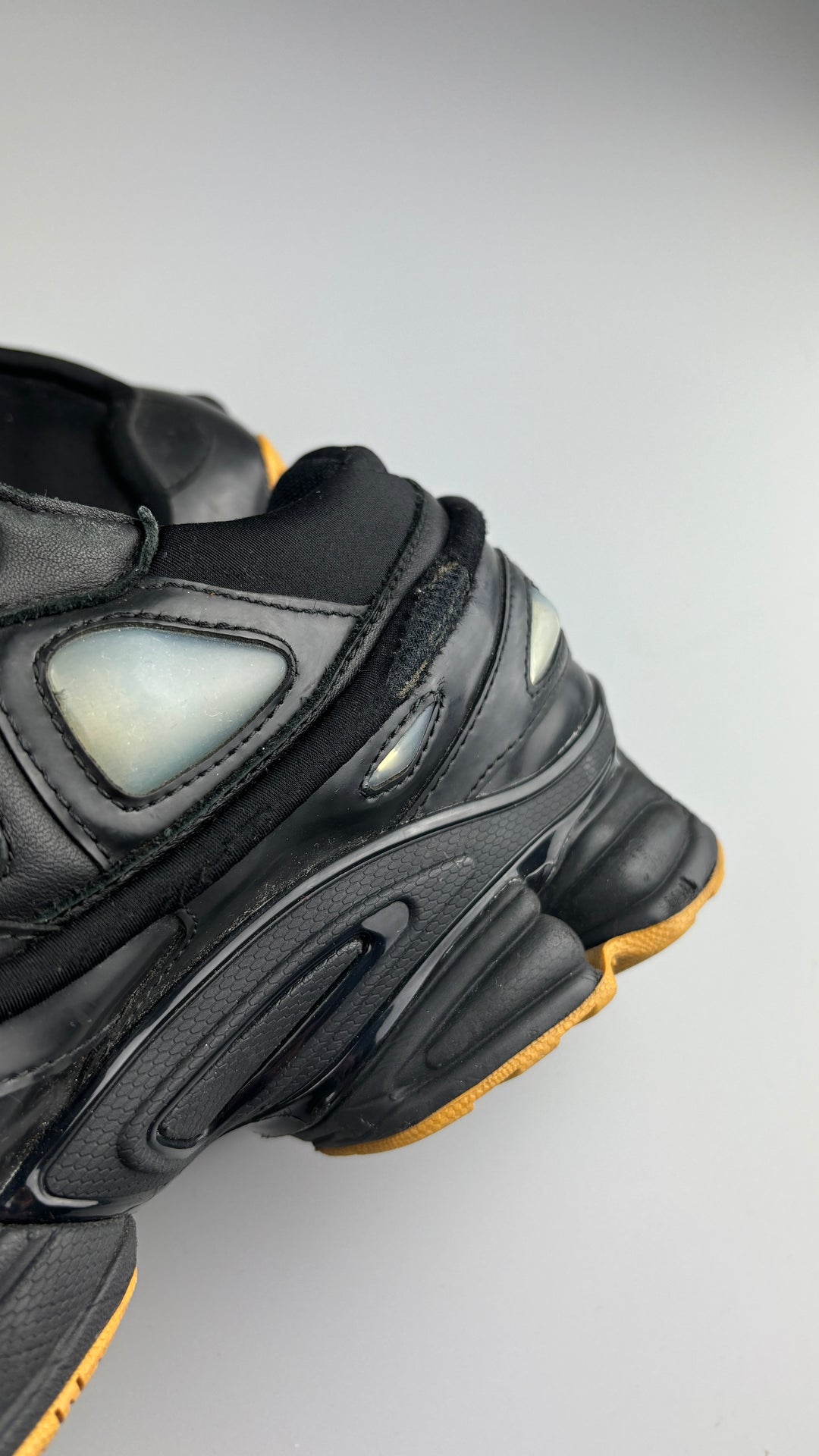 vintage raf simons x adidas ozweego herren schuh schwarz, second hand shoe black men