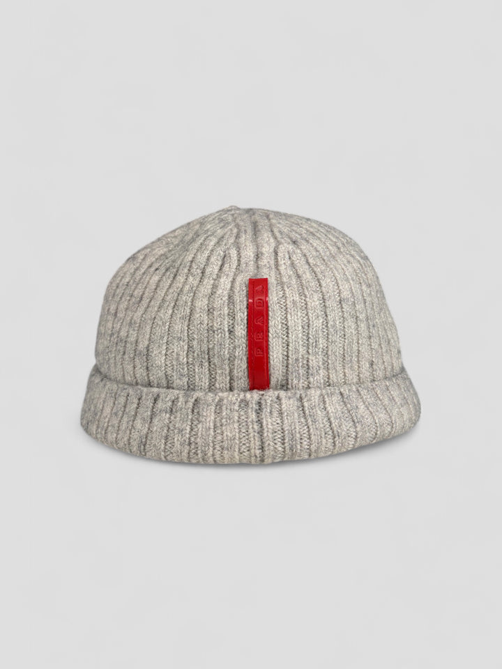 vintage unisex prada beanie grau, second hand prada mütze grey